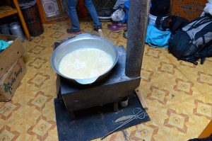 Boiling horse milk