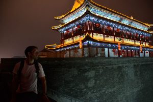 Xian-tony-on-wall-at-night